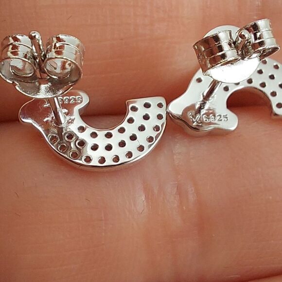 925 Silver Platinum Plated Rainbow Earrings - Picture 8 of 8